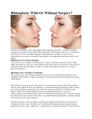 Rhinoplasty With Or Without Surgery