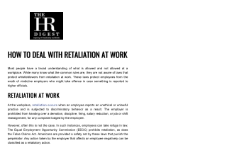 Retaliation in the Workplace - The HR Digest