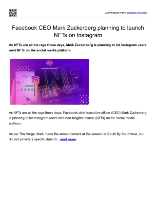 Facebook CEO Mark Zuckerberg planning to launch NFTs on Instagram