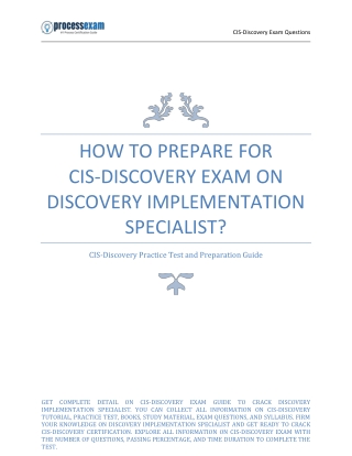 How to Prepare for CIS-Discovery exam on Discovery Implementation Specialist?