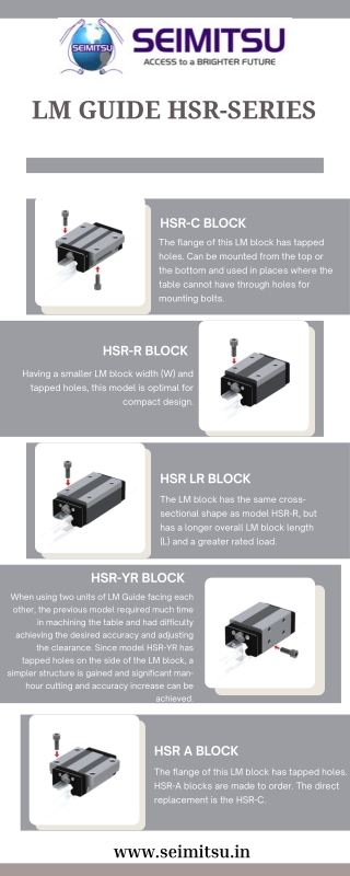 THK LM Guide HSR Series| Seimitsu Factory Automation Pvt Ltd