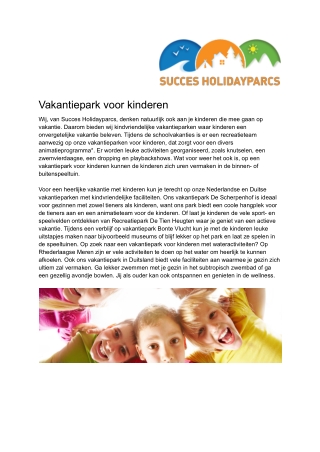 Succes Holidayparcs - Vakantiepark voor kinderen