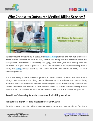 Why Choose to Outsource Medical Billing Services?