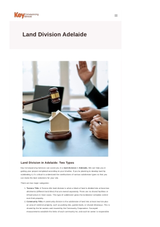 Land division Adelaide