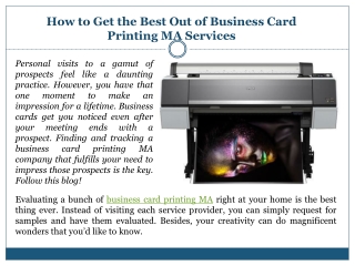 How to Get the Best Out of Business Card Printing MA Services