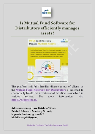 Is Mutual Fund Software for Distributors efficiently manages assets