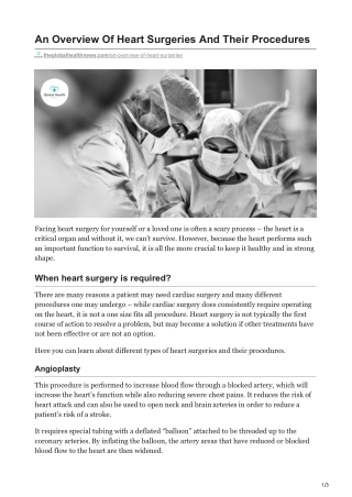 An Overview Of Heart Surgeries And Their Procedures