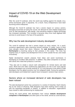 Impact of COVID-19 on the Web Development Industry