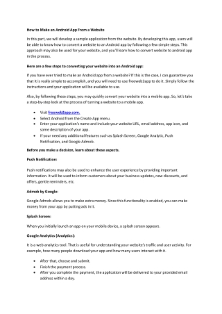 How to Make an Android App From a Website - Freeweb2app