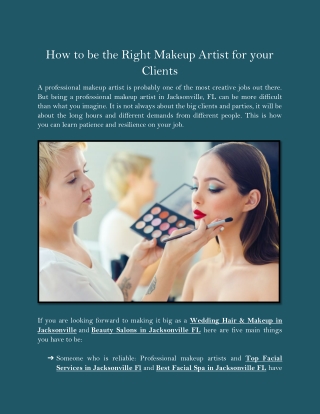 How to be the Right Makeup Artist for your Clients