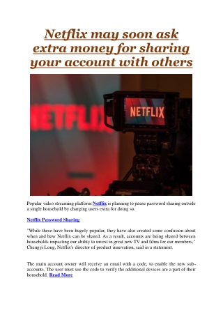 Netflix may soon ask extra money for sharing your account with others