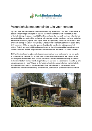 Berkenrhode - Vakantiehuis met omheinde tuin voor honden