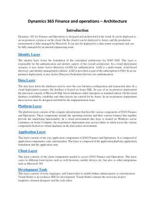 Dynamics 365 Finance and operations