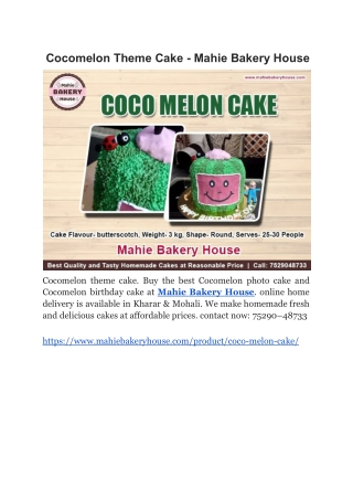 Cocomelon Theme Cake - Mahie Bakery House