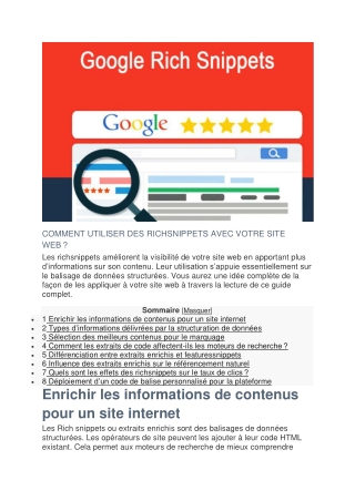 Utiliser des Richsnippets avec votre votre site web, comment ?