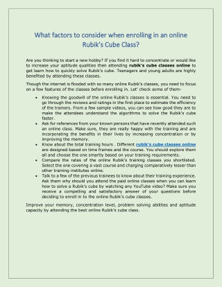 What factors to consider when enrolling in an online Rubik’s Cube Class.docx