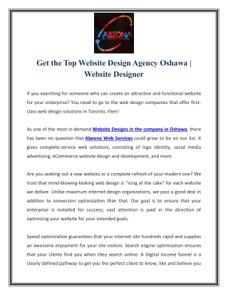Get the Top Website Design Agency Oshawa | Website Designer