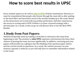 How to score best results in UPSC