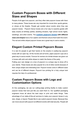 Custom Popcorn Boxes with Different Sizes and Shapes