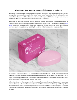 What Makes Soap Boxes So Important