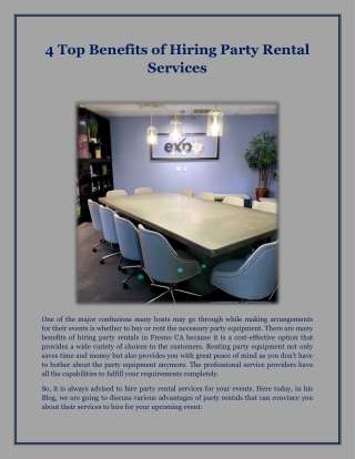 4 Top Benefits of Hiring Party Rental Services