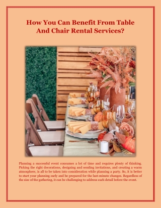 How You Can Benefit From Table And Chair Rental Services?