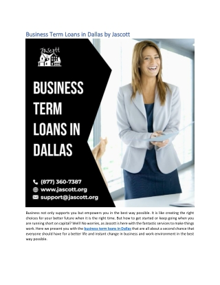 Business Term Loans in Dallas by Jascott