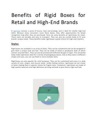 Benefits of Rigid Boxes for Retail and High