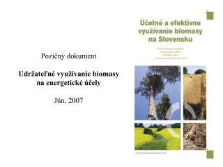 Pozičný dokument Udržateľné využívanie biomasy na energetické účely Jún, 2007