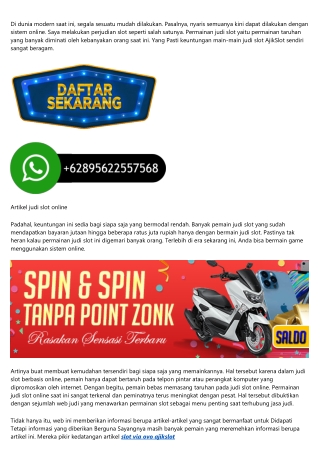 Situs Slot Online Tanpa Potongan Via BSI