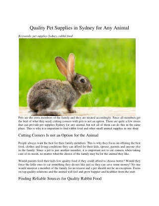 Quality Pet Supplies in Sydney for Any Animal