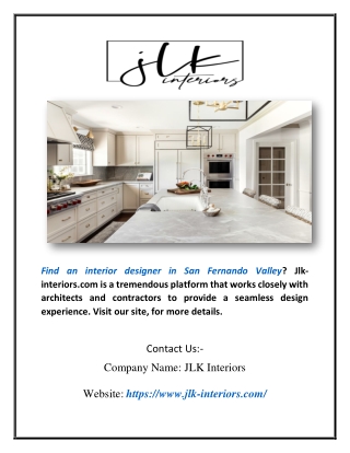 Find Interior Designer In San Fernando Valley | Jlk-interiors.com