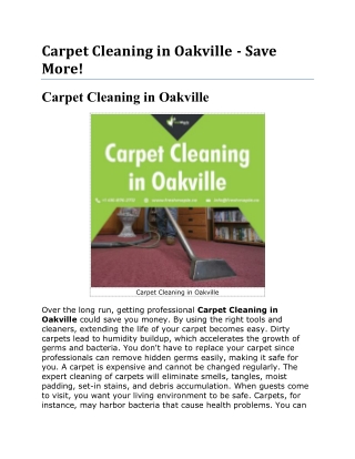 Carpet Cleaning in Oakville is a Breeze