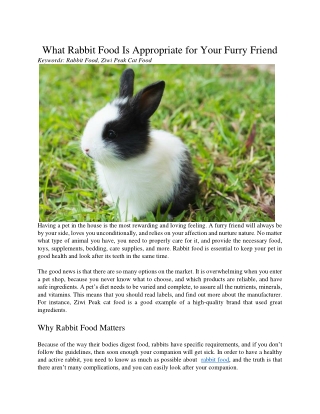 What Rabbit Food Is Appropriate for Your Furry Friend