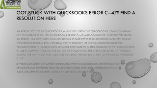 Complete troubleshooting guide for QuickBooks error C=47