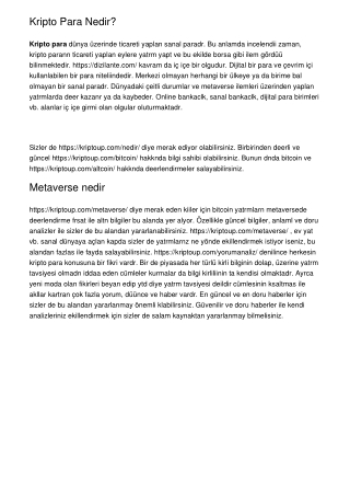Kripto Para Nedir?