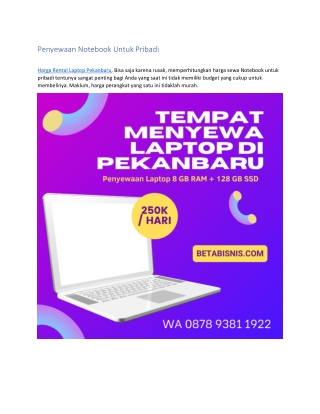 Tempat Menyewa Laptop Di Pekanbaru, WA 0878 9381 1922