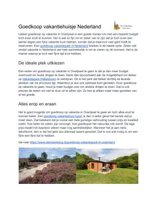 Goedkoop vakantiehuisje Nederland