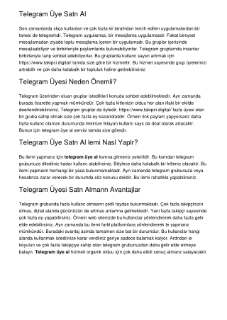 Telegram Üye Satın Al