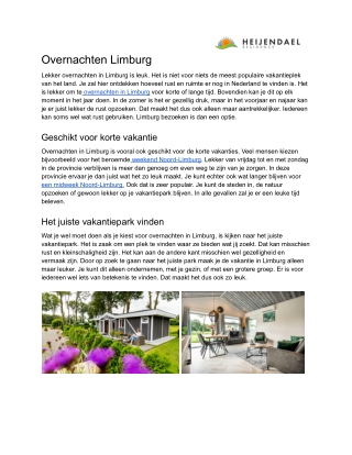 Overnachten Limburg