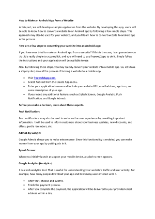 How to Make an Android App From a Website - Freeweb2app