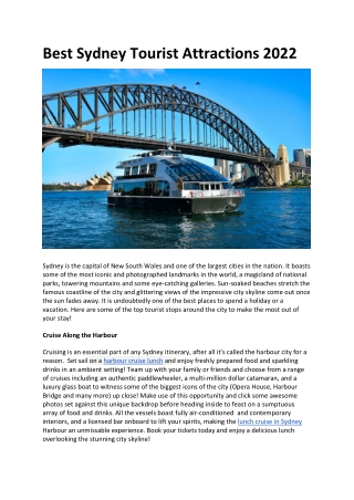 Best Sydney Tourist Attractions 2022