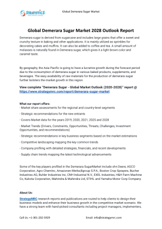 2021 Demerara Sugar Industry Global Analysis Report