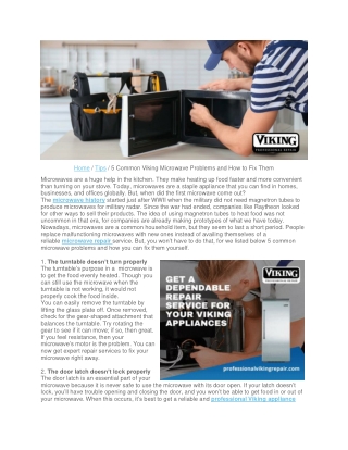 5 Common Viking Microwave Problems and How to Fix Them