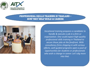 Professional Skills Training in Thailand – How They Help Build A Career