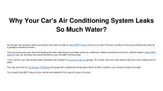 Why Your Car's Air Conditioning System Leaks So Much Water_