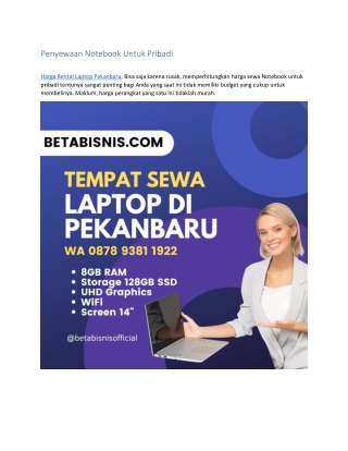 Tempat Sewa Laptop Di Pekanbaru, WA 0878 9381 1922