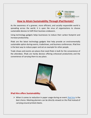 How to Attain Sustainability Through iPad Rentals?