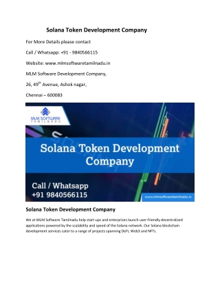 Solana Token Development Company