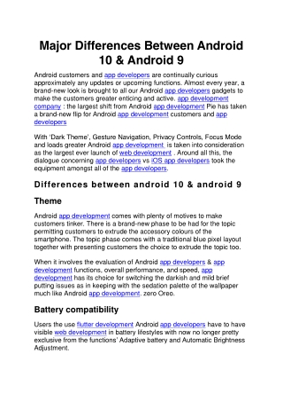 Major Differences Between Android 10 & Android 9